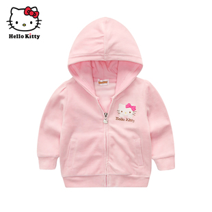 HelloKitty凯蒂猫童装女童秋冬连帽外套保暖开衫天鹅绒外套