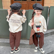 女童卫衣套装春秋款2024儿童，春装网红休闲裤，小女孩时髦两件套