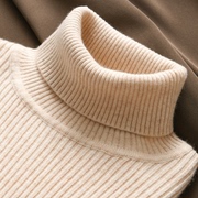 秋冬羊绒衫女高领翻领羊毛衣，套头修身纯色，打底短款针织