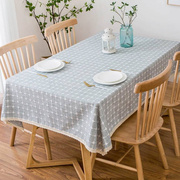 加厚格子桌布棉麻布艺小清新餐桌布正方形轻奢高级感客厅茶几盖布