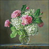 油画玫瑰与绣球瓶花 十字绣 植物花卉 客厅 精准印花