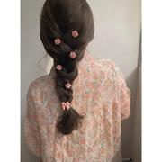 超甜美的粉色发夹系列，少女蝴蝶结水蜜桃，山茶花桃心边夹发饰头饰夏