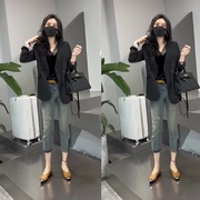 2024春装西服气质设计感小众高级感免烫，黑色小西装外套女秋季