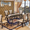 贝诺歌欧式实木餐桌椅组合大理石，长餐台饭桌，黑檀色餐厅家具a060