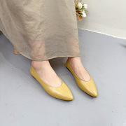 春款时尚韩版尖头纯色浅口女单鞋，糖果色低帮休闲一脚蹬平底工作鞋