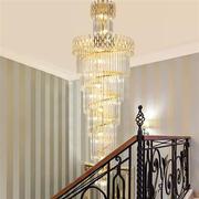别墅楼梯水晶灯金色客厅灯具大气，创意吊灯餐厅，灯过道大堂酒店灯饰
