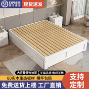 实木床白色无床头床1米2单人床，现代简约榻榻米床1.5米床出租房用