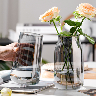简约创意现代透明玻璃，花瓶水养鲜花绿植玫瑰，插花客厅装饰摆件北欧