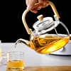 提梁壶玻璃带盖竹把手，含内胆煮茶烧水日式家用高硼硅玻璃茶壶套装