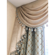 圣奇尼艾可豪华真丝绣花法式割花菱形窗帘定制美式别墅复古刺绣