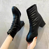 高跟方头瘦瘦靴法式小短靴，女靴子2023今年流行黑色加绒马丁靴