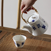日本进口深山miyama美浓烧陶瓷，七福神系列，茶壶带滤网茶杯杯托茶具