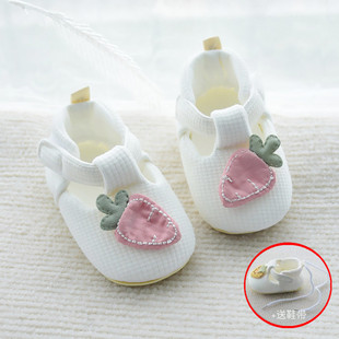 新生婴儿鞋护脚春夏女宝宝0-1岁学步软底防滑纯棉，牛筋底不掉鞋子2