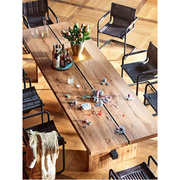 美式乡村复古实木餐桌工，业风会议桌欧式原木办公桌，家用饭桌椅组合