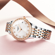 瑞士钢带镶钻全自动镂空机械表士玫瑰，金不锈钢手表表潮女