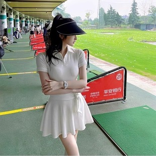 高尔夫服装女连衣裙夏季golf网球羽毛球服运动polo领修身显瘦