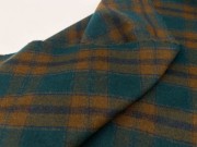 英伦复古墨绿棕色格纹短顺毛羊，毛呢面料大衣，风衣设计师秋冬布料