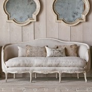 法国实木三人沙发复古实木雕花做旧沙发法式样板房，高端休闲沙发