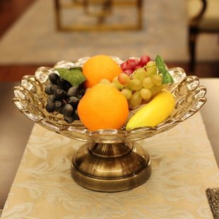 欧式水晶玻璃水果盘摆件现代创意客厅家用餐桌果盘，果盆茶几装饰品