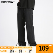 VIISHOW撞钉设计磨毛潮流直筒宽松牛仔裤男23年冬季休闲男裤