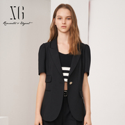 xg雪歌商场同款黑色西装女短袖一粒扣2022夏外套XH207001A390