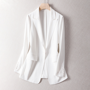 夏季白色醋酸西装外套女薄款高端通勤气质时尚长袖，修身小西服上衣
