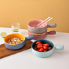 家用陶瓷手柄烤碗烤箱专用儿童泡面碗水果沙拉碗带盖手把防烫