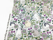 紫花小野兔卡通数码印花布diy手工，儿童连衣裙中古包发带(包发带)单肩包