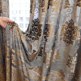 深咖丝绒窗帘高档欧式提花，北欧丝绒定制窗帘半遮光窗纱客厅阳台