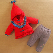 冬装两件套网红婴儿过年拜年服秋冬分体，外套宝宝0一1岁女夹棉衣