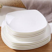 景德镇盘子菜盘套装，家用日式纯白色骨瓷，方形碟子炒菜盘子陶瓷平盘