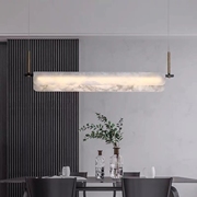 新中式轻奢全铜云石极简一字长条灯现代简约吧台岛台茶室餐厅吊灯