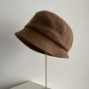 日本小帽檐圆顶羊毛呢米色盆帽显脸小女秋冬保暖定制休闲优雅礼帽