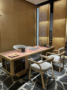 新中式实木茶桌椅组合功夫泡茶台禅意办公室茶空间白蜡木茶台桌