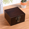 带锁收纳盒木质证件盒，桌面储物盒子，家用实木复古正方形密码小木盒
