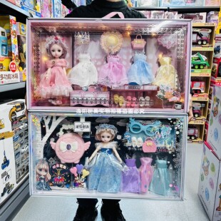 小仙女百变时装秀娃娃公主换装手提包化妆台精致礼服裙鞋女孩玩具