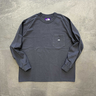 THE NORTH FACE 7oz L/S Pocket 24ss紫标北面天竺棉长袖T恤