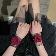 暗黑系玫瑰花蕾丝手环女手腕套手链，红色手袖结婚礼服lolita洛丽塔