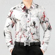 式花长袖衬衫双丝光棉衬卬k66衣男男男装休闲士上衣