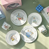 彼得兔骨瓷碗杯盘三件套儿童卡通，餐具套装家用w伍家日式陶瓷