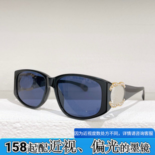 板材方形小框太阳眼镜女9117优雅珍珠遮阳墨镜防紫外线黑茶红