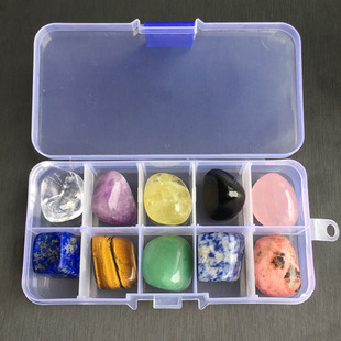 天然水晶矿石标本盒，矿物晶体教学标本，水晶原石摆件送孩子礼物