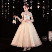儿童礼服高端公主裙花童婚纱主持人女童小孩模特走秀钢琴演出服装