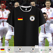 德国国家队足球运动训练衣服短袖，t恤衫男女假两件半袖，休闲球迷服