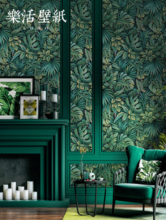 东南亚风格绿色植物芭蕉叶棕榈，叶壁纸(叶壁纸)客厅，卧室背景墙墙纸热带雨林