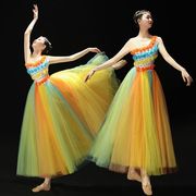 现代舞演出服女纱裙灯火里的中国舞舞蹈服装舞台大气开场歌伴舞服