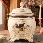 欧式陶瓷米缸米桶20斤10公斤装家用厨房收纳盒带盖密封米粉储物罐