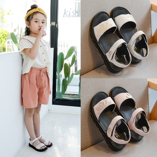 牛皮26-37码耐磨时尚舒适凉鞋，学生韩版女童，夏小中大童公主鞋
