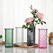 花瓶摆件客厅插花玻璃，落地ins风直筒创意，透明富贵竹水养鲜花装饰