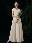 白色小晚礼服主持人公主裙，高级感气质伴娘服迎宾法式小众轻奢优雅
